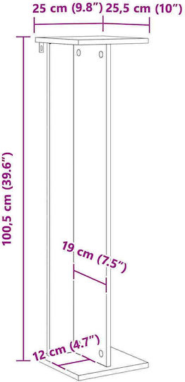 vidaXL Дървен Цветарник Черен 25x25.5x100.5 см