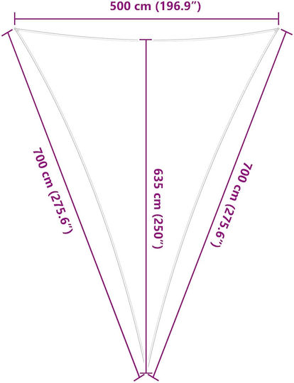 vidaXL Triangle Shade Sail Yellow with PU Coating 7m