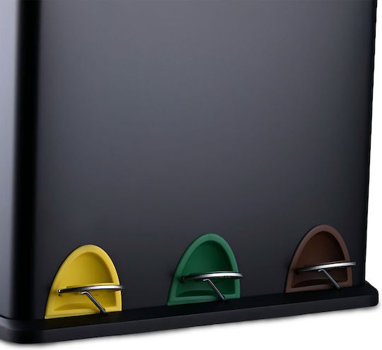 Relaxdays Metallischer Mülleimer mit Pedal Schwarze 24lt