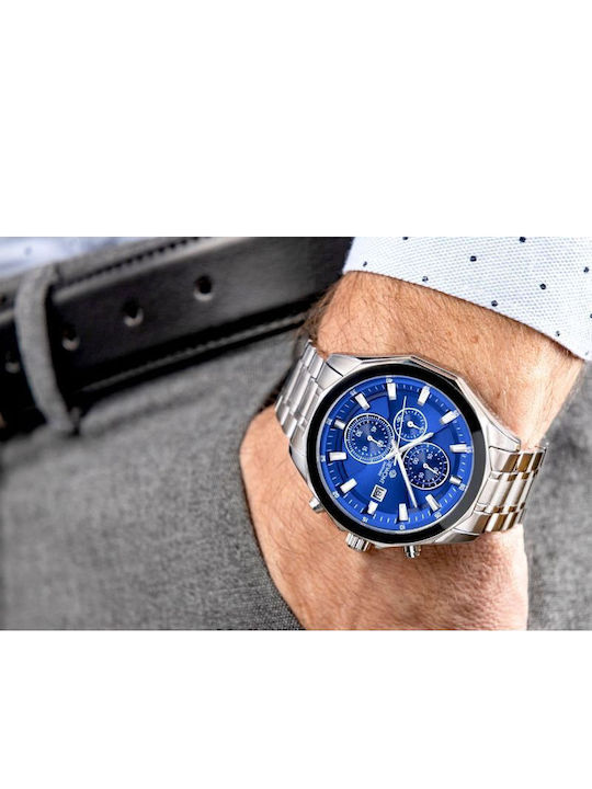 Giewont Men's Watch 46mm Chronograph Battery with Silver Metal Bracelet