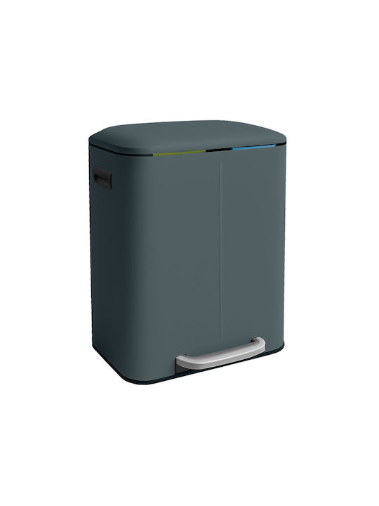 Relaxdays Metal Recycling Bin with Pedal Gray 40lt