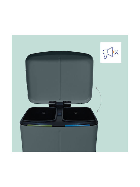 Relaxdays Metal Recycling Bin with Pedal Gray 40lt