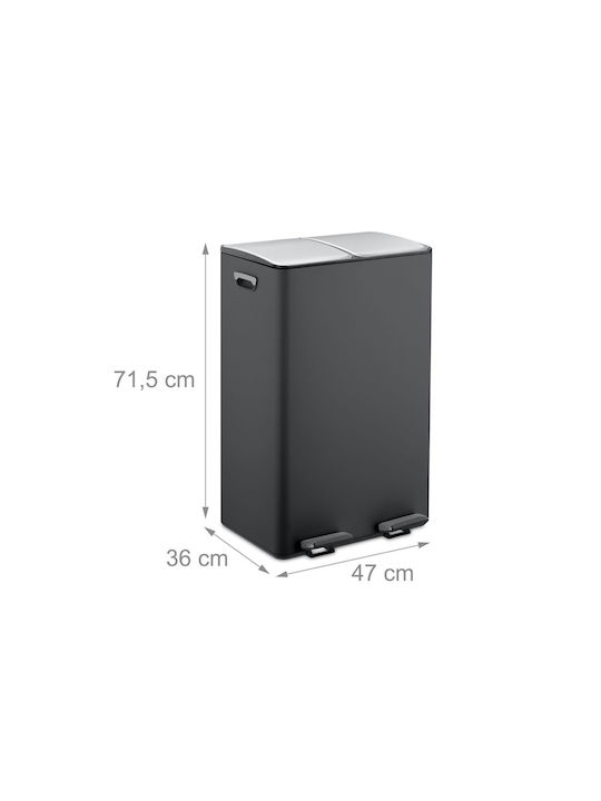 Relaxdays Coș de Gunoi Plastic cu Pedală Negru 60l