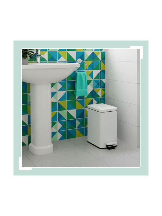 Relaxdays Coș de Gunoi din Oțel Inoxidabil cu Pedală Alb 10l