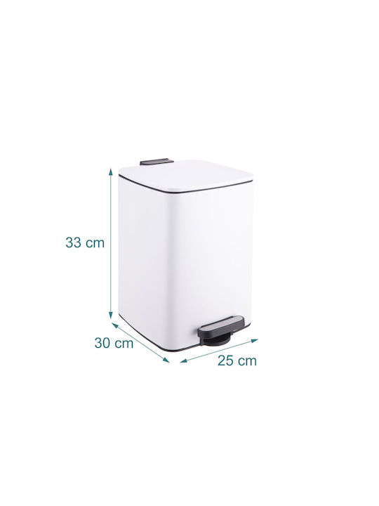 Relaxdays Coș de Gunoi Plastic cu Pedală Alb 12l
