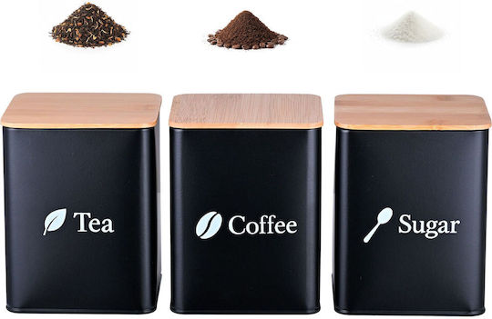 Relaxdays Relaxdays Set aus 3 Lebensmittelgläsern mit Deckel für Kaffee Zucker und Tee mit Hölzernem Braun 1500ml Relaxdays Relaxdays Set aus 3 Lebensmittelgläsern mit Deckel für Kaffee Zucker und Tee mit Hölzernem Braun 1500ml