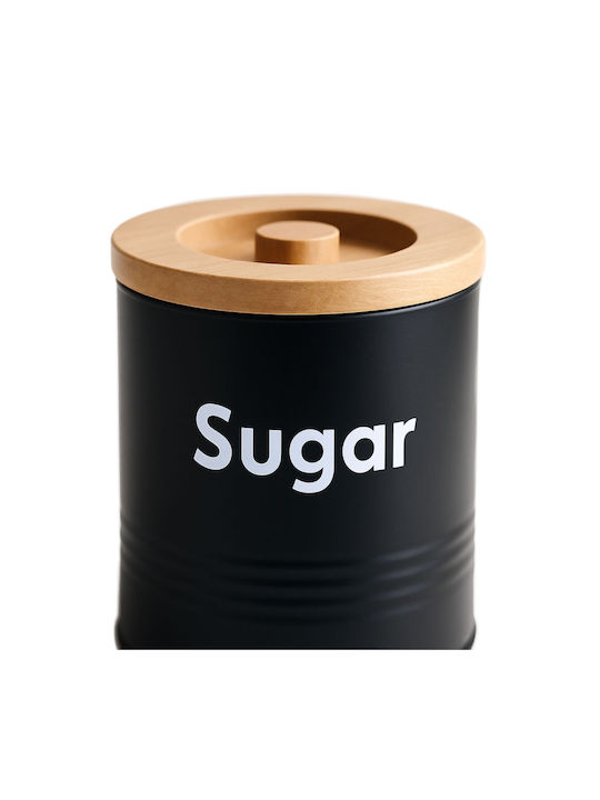 Relaxdays Set 3 Bucăți Vaze pentru Cafea / Ceai / Zahăr cu Capac Lemn Negru 1000ml 3 Bucăți