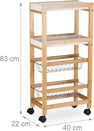 Relaxdays Τρόλεϊ Κουζίνας Μεταλλικό 3 Θέσεων Καφέ 40x22x83cm