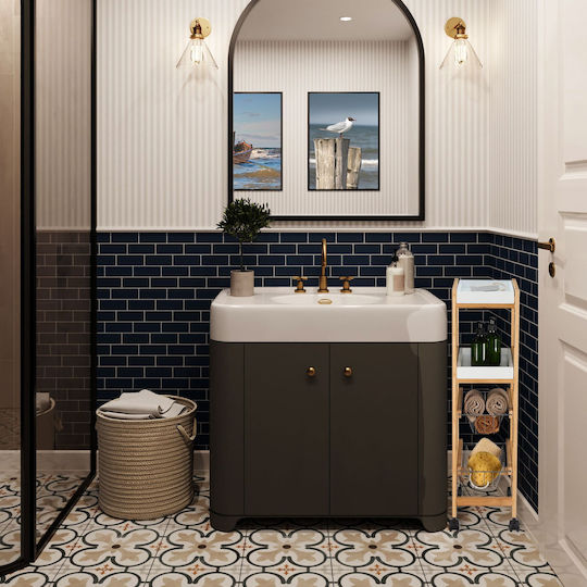 Relaxdays Τρόλεϊ Κουζίνας Μεταλλικό 3 Θέσεων Καφέ 40x22x83cm