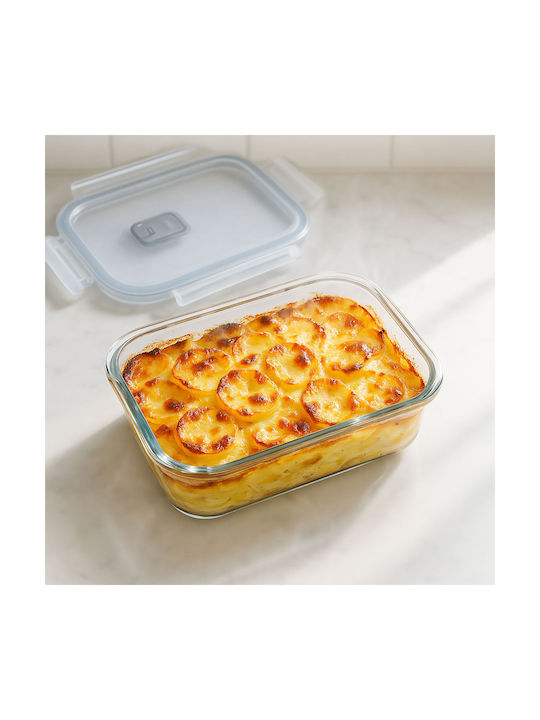 Relaxdays Set Glas-Mittagsboxen Transparent 7x20,5cm 3 Stück