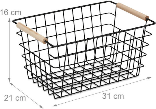 Relaxdays Black Storage Basket 31x21x16cm 2 Pieces