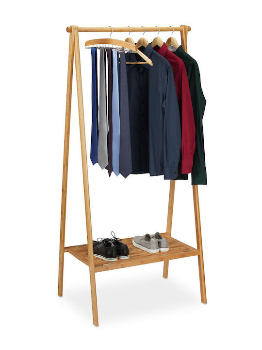 Relaxdays Floor Garment Rack Bamboo Telescopic Brown 170x83cm