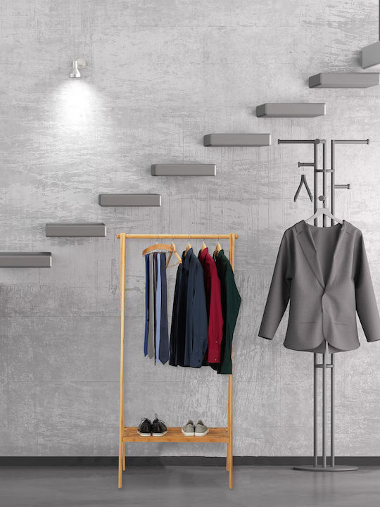 Relaxdays Floor Garment Rack Bamboo Telescopic Brown 170x83cm