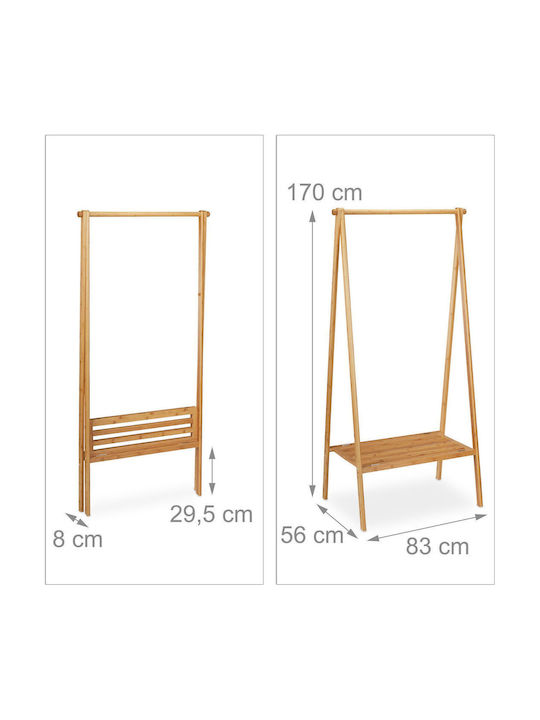Relaxdays Floor Garment Rack Bamboo Telescopic Brown 170x83cm