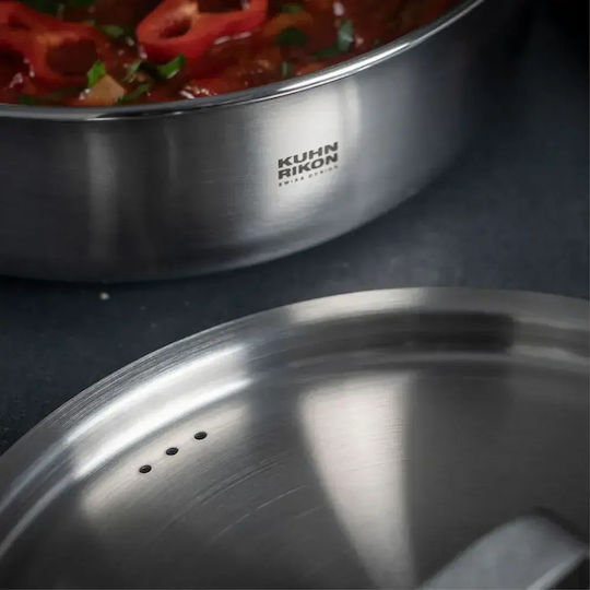 Kuhn Rikon Culinary Fiveply Σωτέζα από Ανοξείδωτο Ατσάλι με Καπάκι 28cm