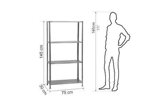 General Trade Dexion Shelf Galvanized 75x30x145cm With 4 Shelves Total Load Capacity 160kg
