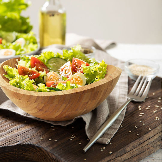 Relaxdays Bol Pentru Salate Din Lemn Bej 10x25cm