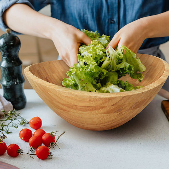 Relaxdays Wooden Beige Salad Bowl 12x29cm