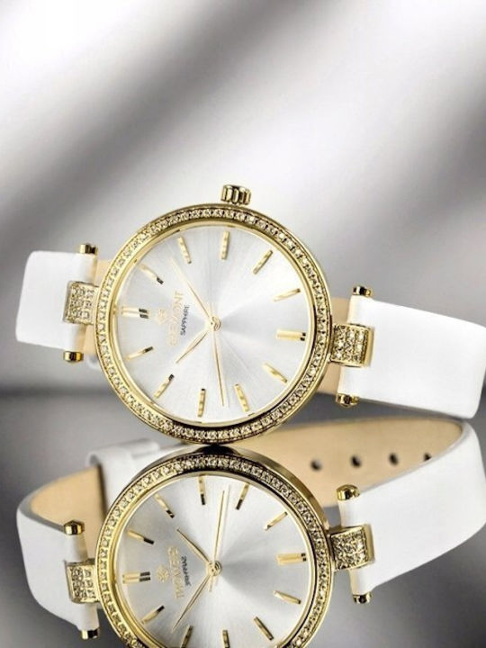 Giewont Womens Battery Watch With Gold Leather Strap
