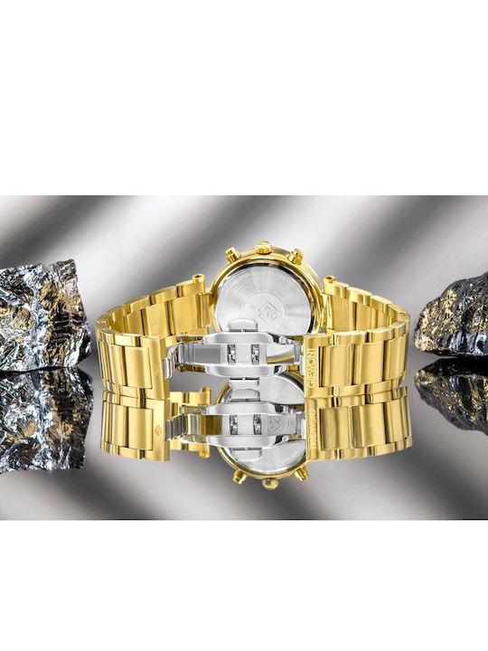 Giewont Womens Chronograph Battery Watch With Gold Metal Bracelet