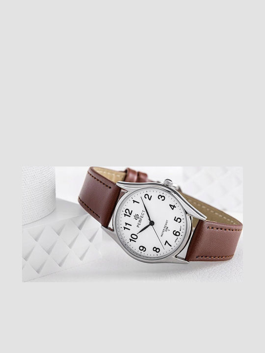 Perfect Womens Watch 34mm Battery With Brown Leather Strap