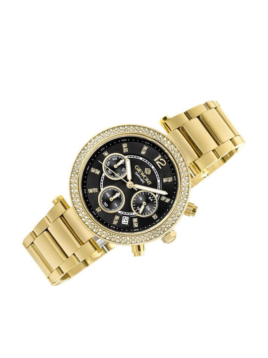 Giewont Womens Chronograph Battery Watch With Gold Metal Bracelet