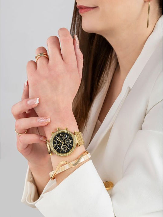 Giewont Womens Chronograph Battery Watch With Gold Metal Bracelet