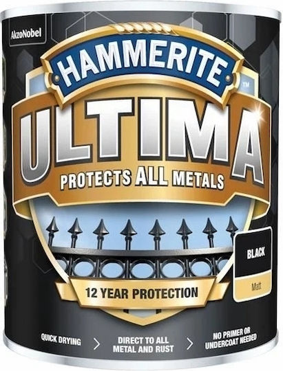Hammerite Риполин На Водна Основа Ultima 0.75л Черен Мат