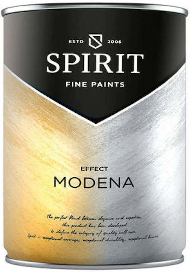 Декоративна боя Spirit Modena Silver 1 л 8 кв.м/л Пясъчни частици Мек перлен ефект Водоразтворима