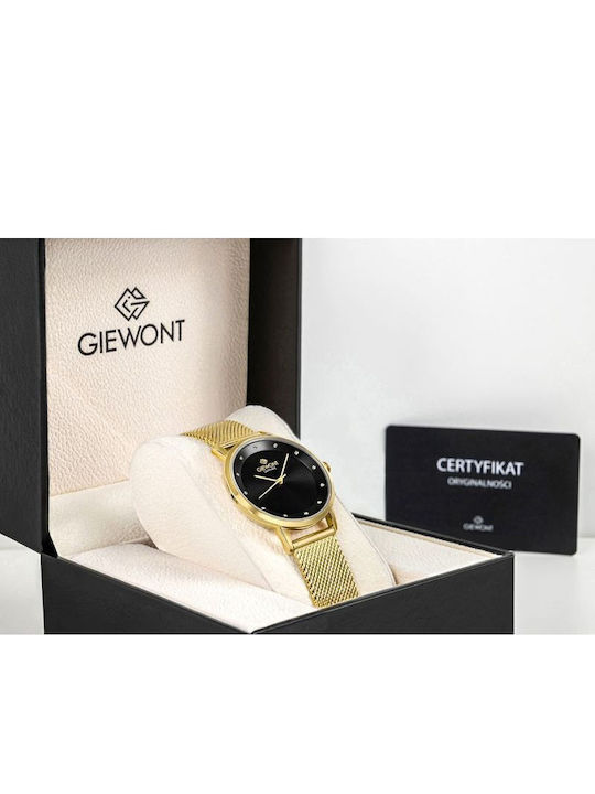Giewont Womens Battery Watch With Gold Metal Bracelet