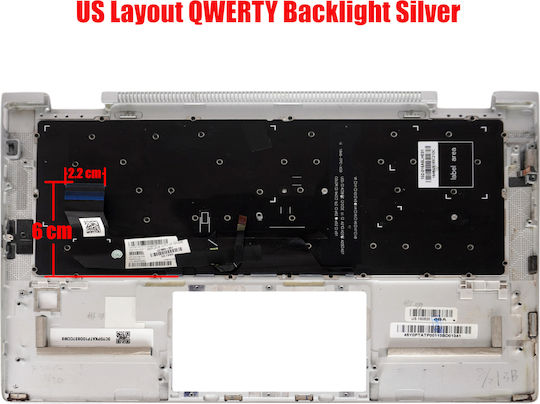 Laptop Keyboard Palmrest Hp Elitebook X360 1030 G3 L31882-001 L31882-031 L31882-041 L31882-051 L31882-061 L31883-091 L31883-131 L31883-001 US Backlit Silver Code 40976usblpalm