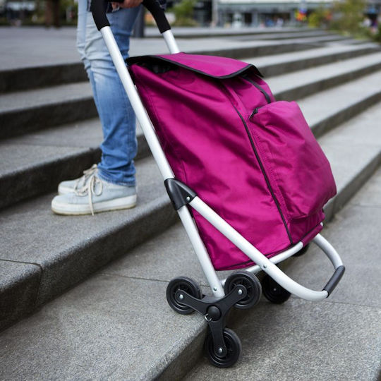 Premium Υφασμάτινο Καρότσι Λαϊκής Πτυσσόμενο Ροζ 30lt