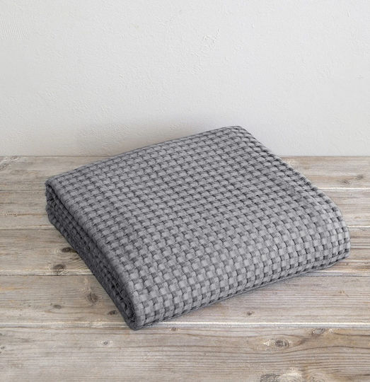 Nima Comfy Piqué Decke Einzeln 160x240cm Mittelgrau