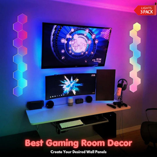 Qova Smart Lămpi Decorative Pentru Masă LED RGBIC Hexagon 3 Buc