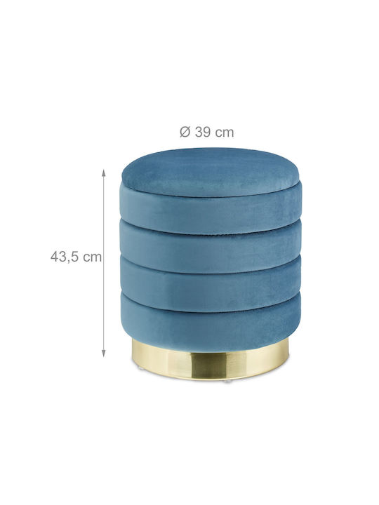 Living Room Stool With Storage Space Upholstered In Velvet Blue