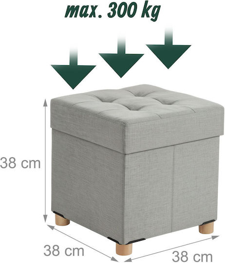 Taburet Camera De Zi Cu Spațiu De Depozitare Tapițat Cu Țesătură Gri 38x38x38cm