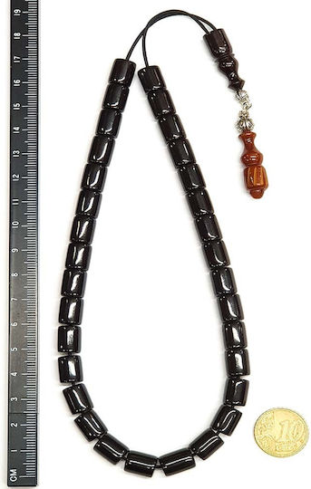 Roloi Komboloi Worry Beads with 33 Beads Made of Mastic Length 30cm Burgundy