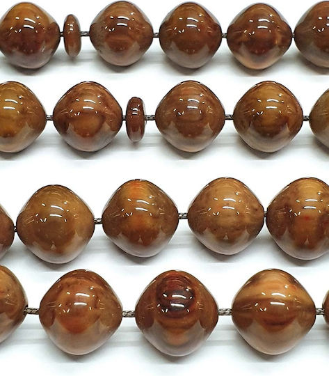 Roloi Komboloi Worry Beads with 33 Beads Made of Mastic Length 43cm Brown