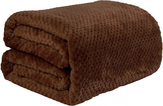Popcorn Κουβέρτα Fleece Υπέρδιπλη 220x240εκ. Καφέ FL499
