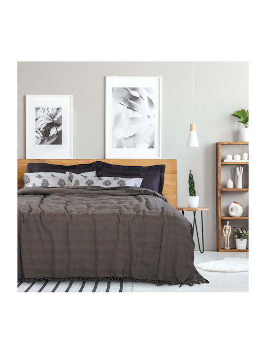 Das Home Одеяло Пике Двойно с Косъм 230x250см Кафяво
