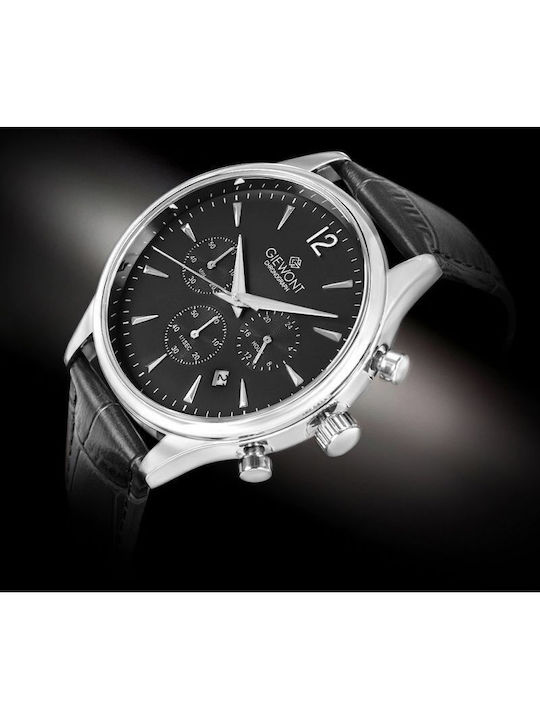Men's Watch 42mm Battery Chronograph with Black Leather Strap