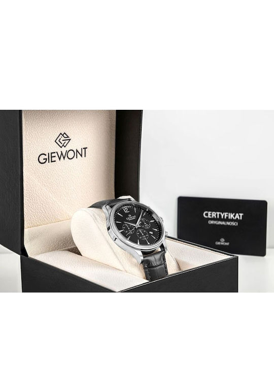 Men's Watch 42mm Battery Chronograph with Black Leather Strap
