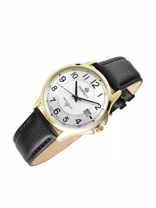 Perfect Men's Watch 38mm Battery with Black Leather Strap