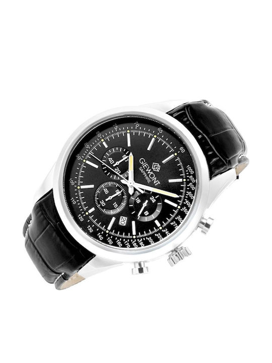 Giewont Herrenuhr 47mm Chronograph Batterie mit Silber Lederriemen