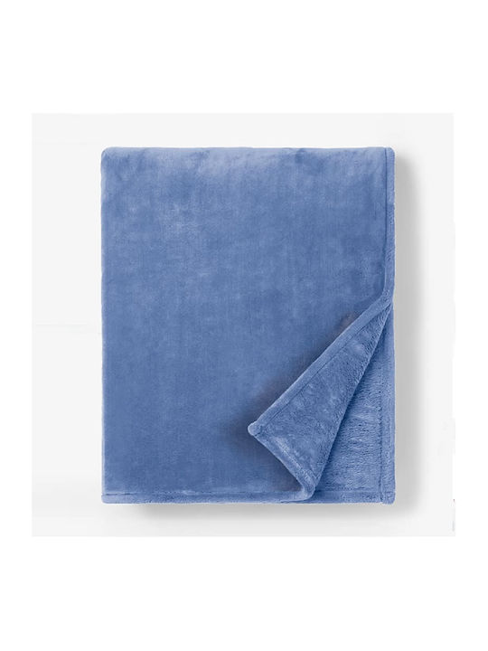 Κουβέρτα Fleece Υπέρδιπλη 220x240εκ. Σιέλ 100-1281-6