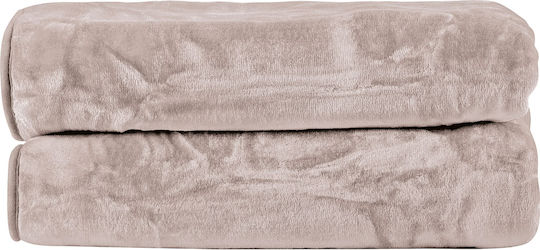 Kentia Notte Κουβέρτα Βελουτέ Ημίδιπλη 180x220εκ. Beige