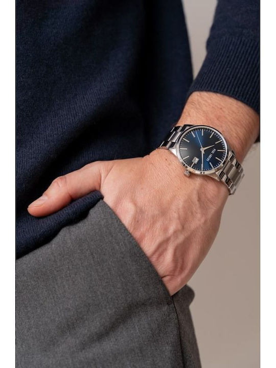Paul Lorens Мъжки Часовник 41mm На Батерия с Черна Метална Гривна