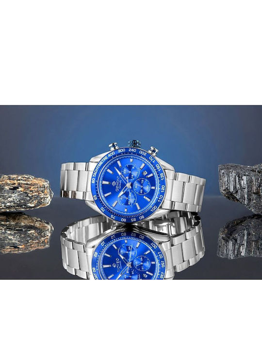 Giewont Herrenuhr Chronograph Batterie mit Silber Metall-Armband