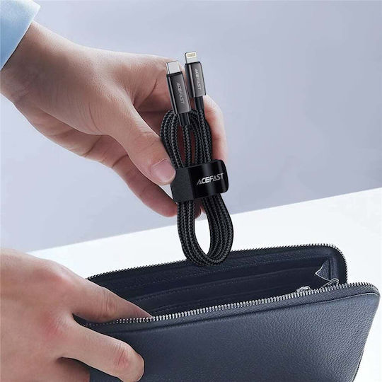 Acefast Плетен USB-C мъжки към Lightning кабел 30W Черен 1.2м