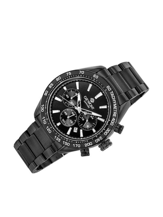 Giewont Herrenuhr Chronograph Batterie mit Schwarz Metall-Armband